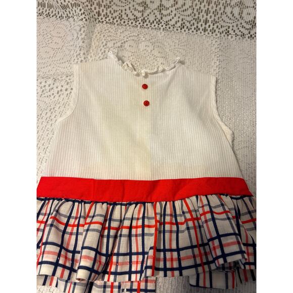 Vintage Sears 60’/70’s Infant Tennis blouse/Dress 18-24 months, Red,Wht & Blue - Picture 7 of 7